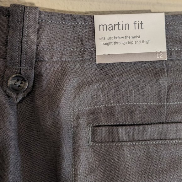 Banana Republic NWT 100% Linen Martin Fit Pant Charcoal Size 12 - Picture 5 of 11